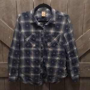 “Faded Glory” Blue Cotton Flannel top